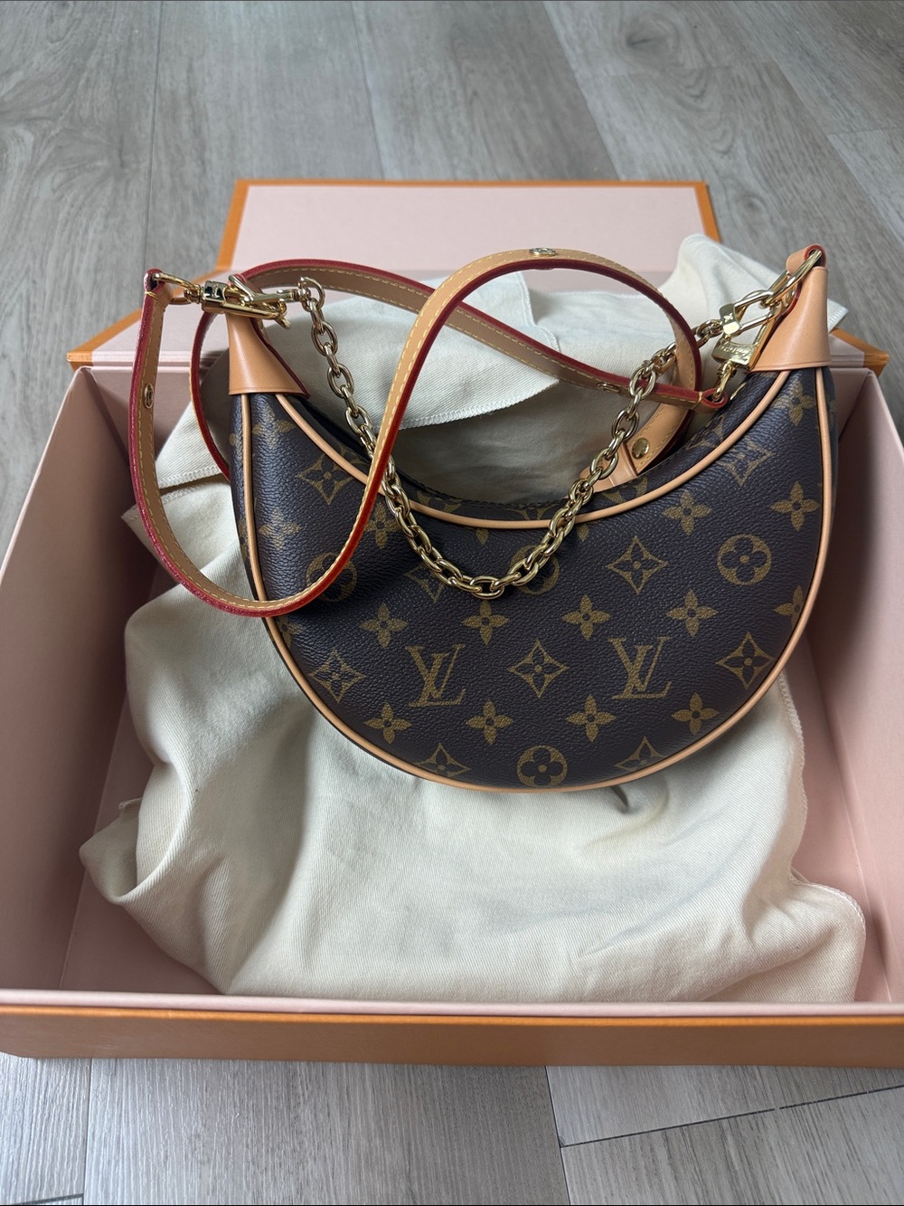 Authentic Louis Vuitton Loop Monogram Canvas Half-Moon Bag